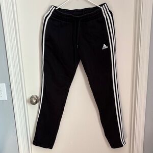 Adidas Kids Black Joggers with White Stripes